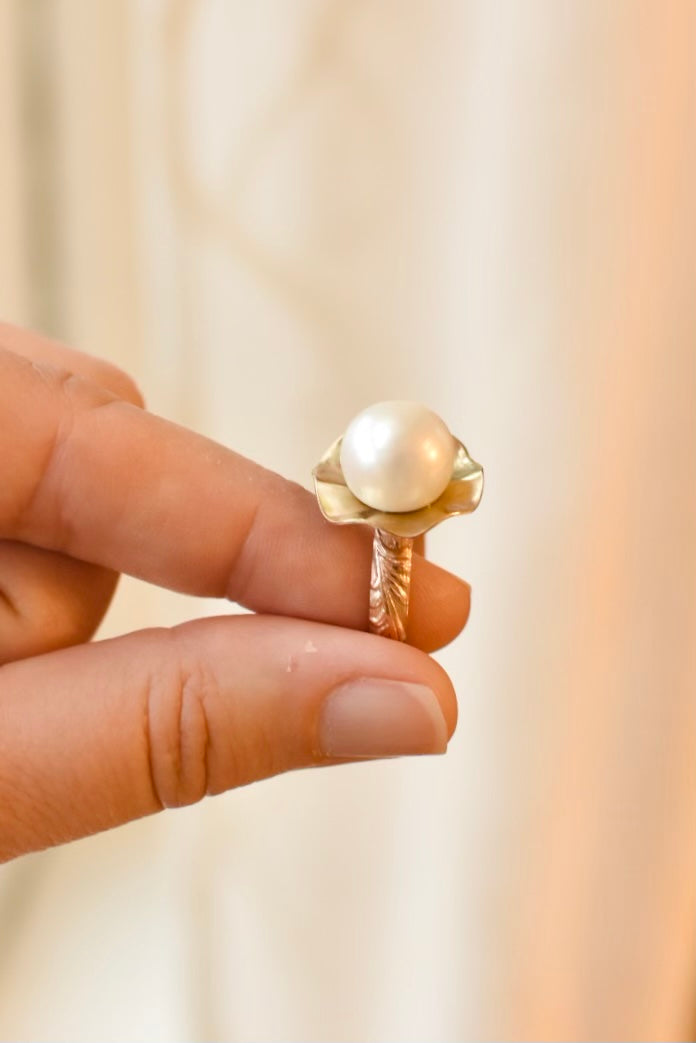 Solid Gold Pearl Trio Ring | Local Eclectic – local eclectic